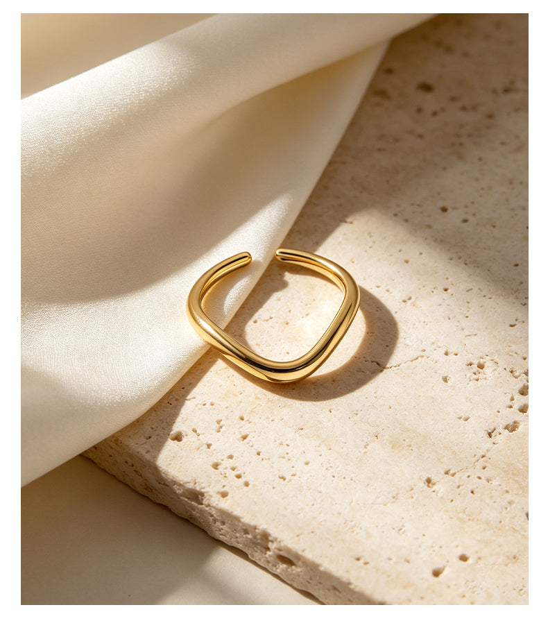 Cubic Zirconia 14K Gold Plated Ring Plain Polished Modern