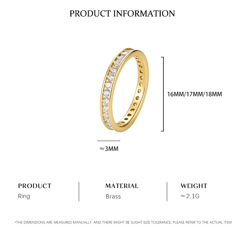 Cubic Zirconia 14K Gold Plated Ring Bead Modern 3