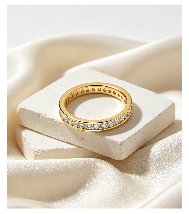 Cubic Zirconia 14K Gold Plated Ring Bead Modern 3