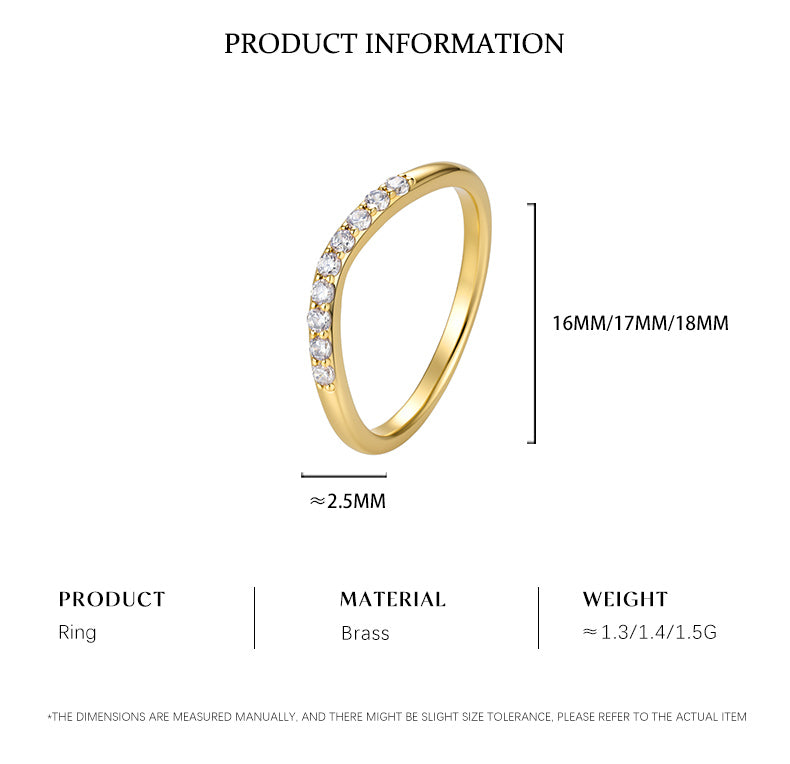 Cubic Zirconia 14K Gold Plated Ring Bead Modern 6