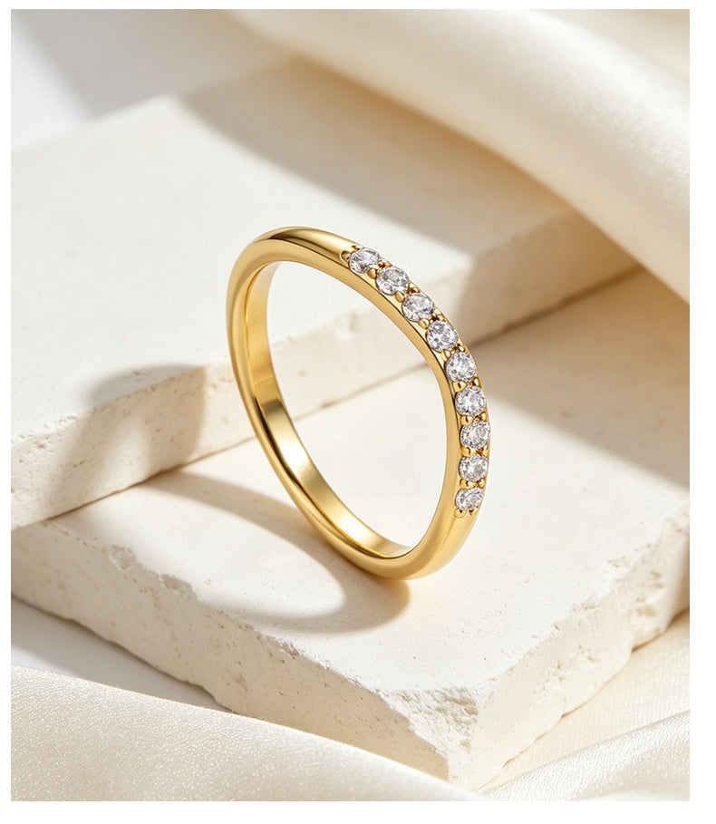 Cubic Zirconia 14K Gold Plated Ring Bead Modern 6