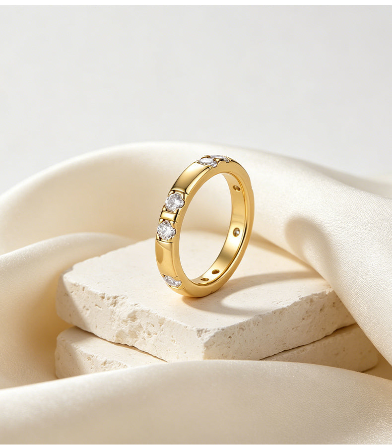 Cubic Zirconia 14K Gold Plated Ring Bead Modern 2