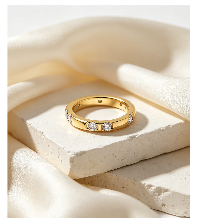 Cubic Zirconia 14K Gold Plated Ring Bead Modern 2