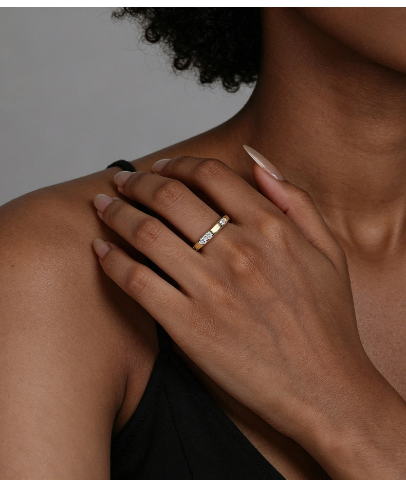 Cubic Zirconia 14K Gold Plated Ring Bead Modern 2