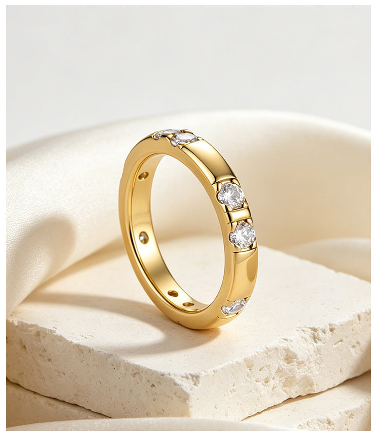 Cubic Zirconia 14K Gold Plated Ring Bead Modern 2