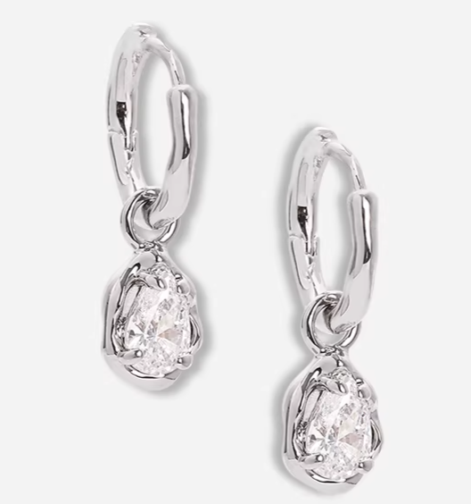 Cubic Zirconia 14K Gold Plated Stud Earrings Prong Modern 2